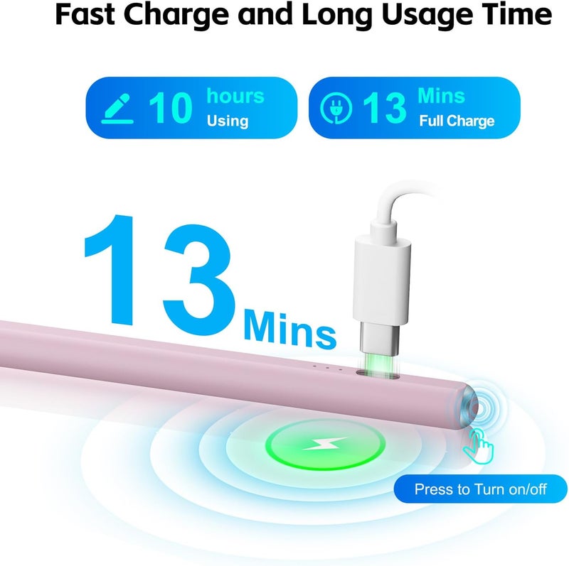 Aspaper Stylus Pen for iPad 2025-2018 with 13mins Fast Charge,Tilt Sensitive Palm Rejection Pencil for 11th A16,10th/9th/8th/7th/6th, Air 11/13 M2/M3,Pro 11/13 M4/M5,Pro 12.9“,Air 5/4/3,Mini 7/6/5 - Image 3